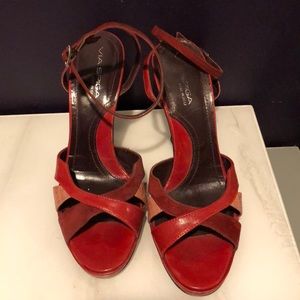 Red via spiga heeled sandals
